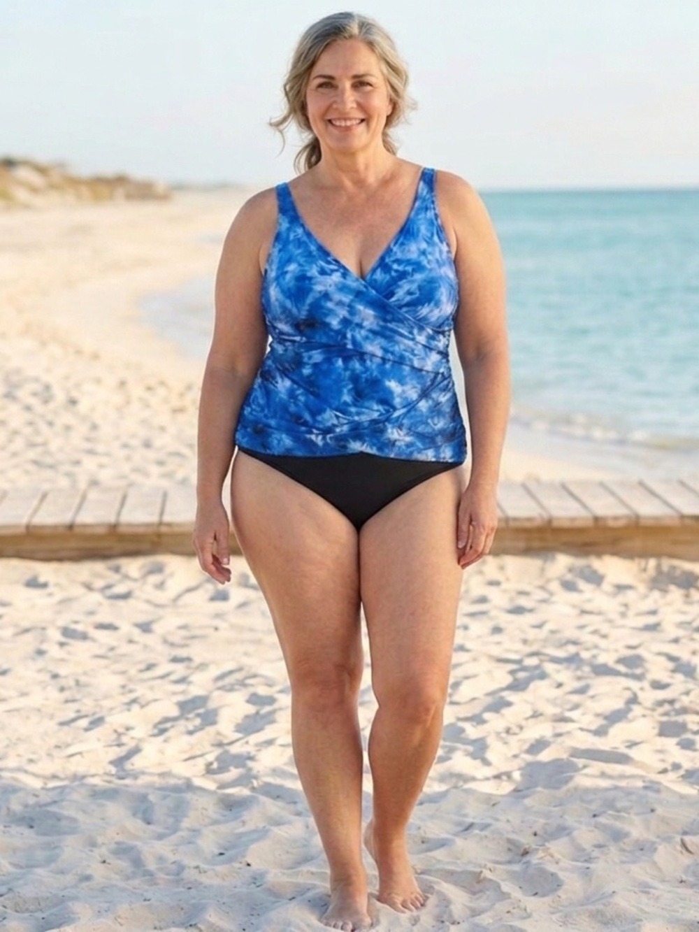 Trimshaper Blue Tie Dye One Piece Swimsuit 24W